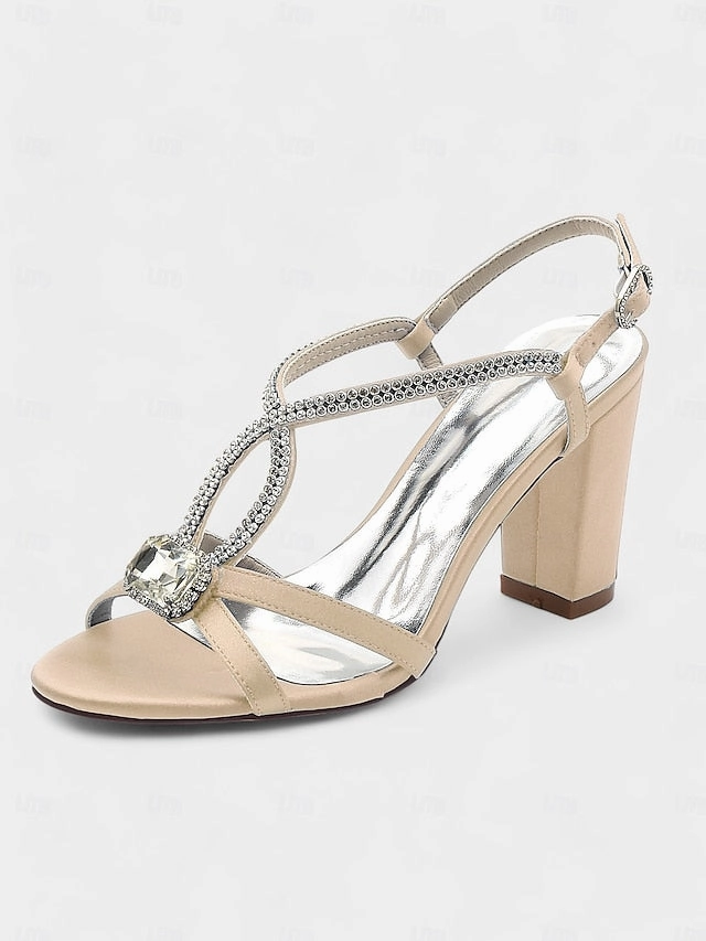 Rhinestone Sandals Blue Royal Satin  Elegant Women's