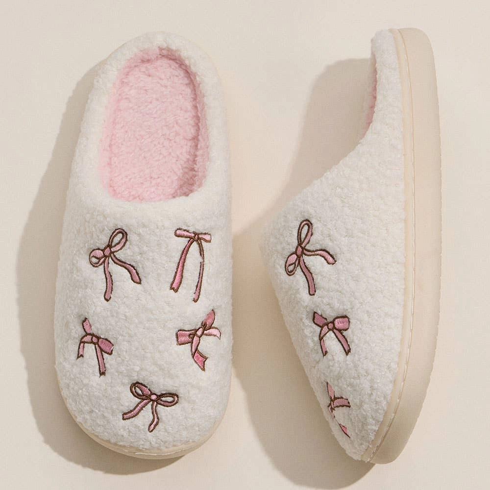 Slip Goldenstar Ribbon Embroidery Fuzzy Slippers