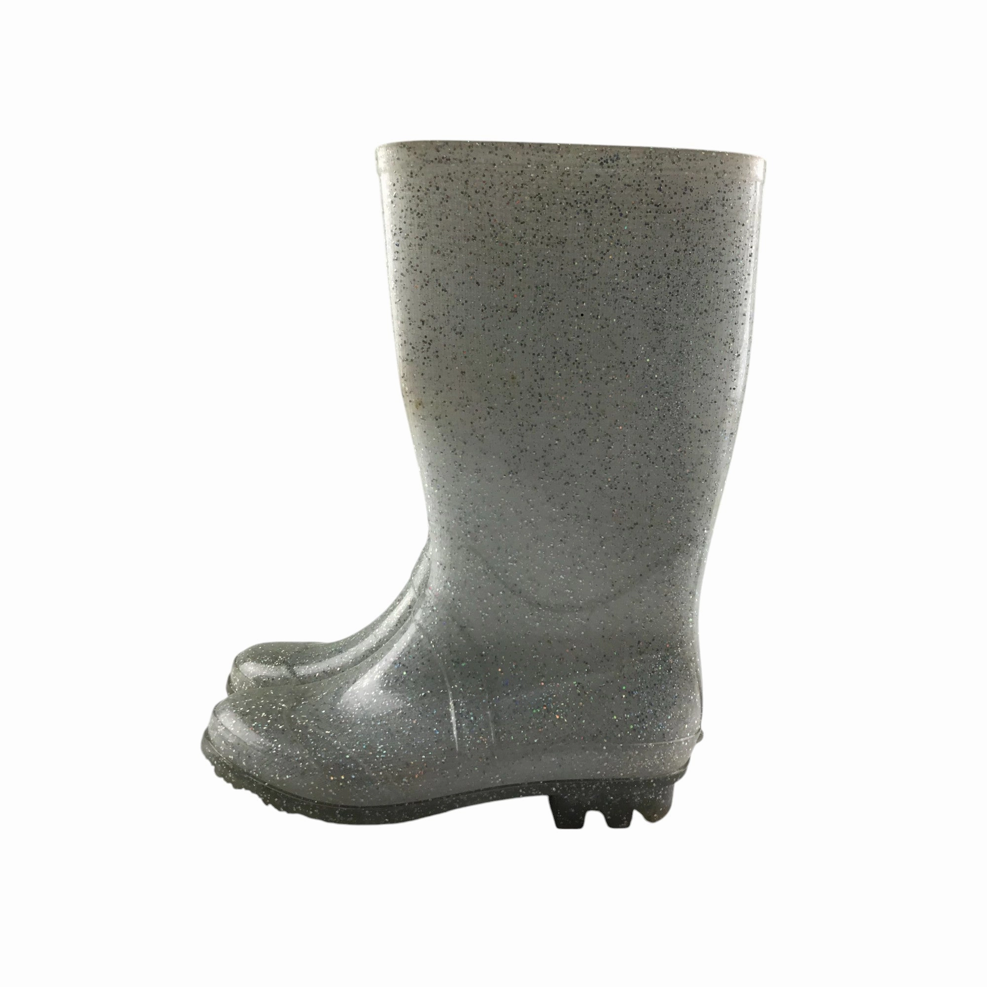 Wellie boots shoe size 13 junior silver glittery calf height Boys Western Boots