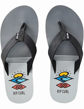 Rip Curl Ripper Flip Flops in Black/Grey Barefoot Flip Flops
