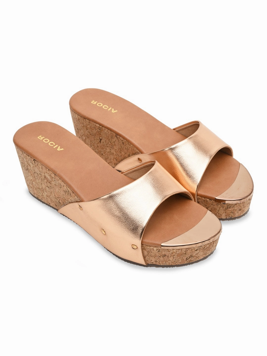 Pretty Legs In Heels Rocia By Regal Rose Gold Women Slip On High Wedges