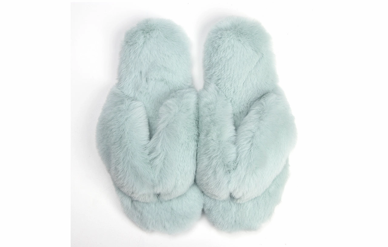 Roxoni Women's Indoor Cute Plush With Contrast Trimming House Slipper Cut Slippers