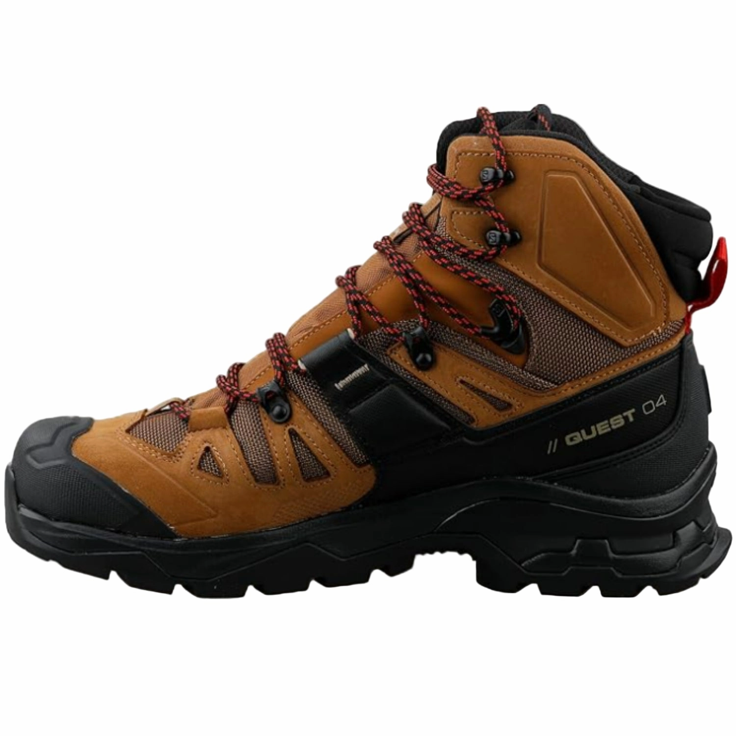 Salomon Quest 4 Gore-TEX Hiking Boots for Men, Rubber/Black/Fiery/Red Pro Work Boots Waterproof