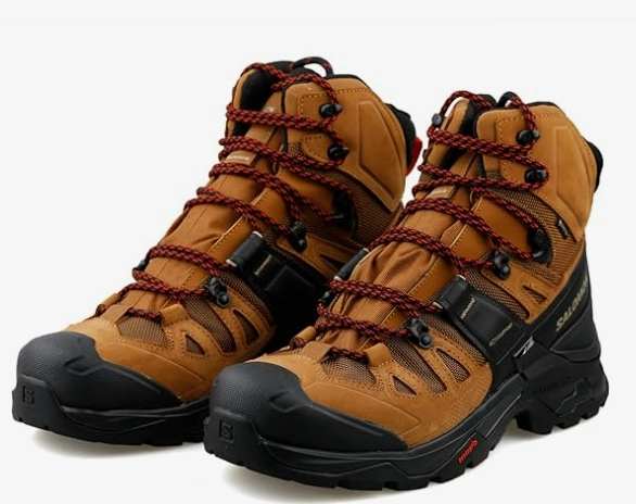 Salomon Quest 4 Gore-TEX Hiking Boots for Men, Rubber/Black/Fiery/Red Cav Boots