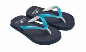 Samba Sol Kid's Beach Collection Flip Flops - Blue Lightest Weight Flip Flops