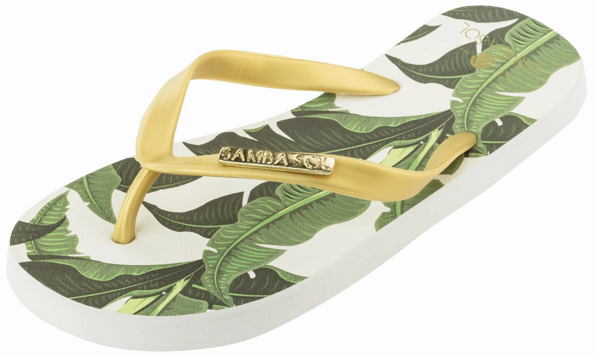 Leather Flip Flops Platform Samba Sol Kid's Fashion Collection Flip Flops - Banana Leaf Gold