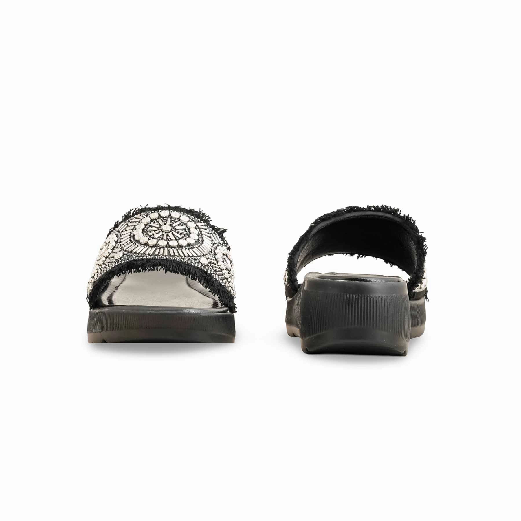 Bear Slides Black Formal Slipper For Ladies PU0577