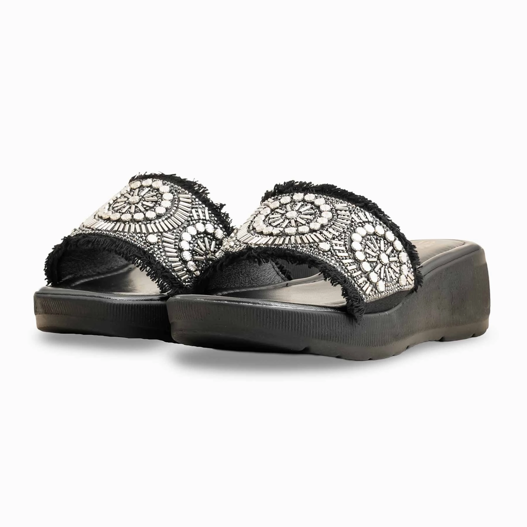 Black Formal Slipper For Ladies PU0577 Slippers Design For