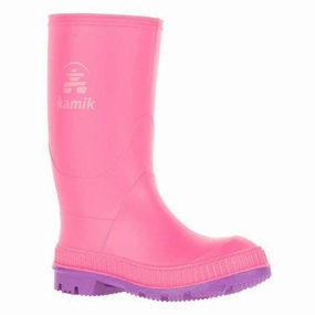 Kamik Kids' Stomp Pink Rose Girls Rain Boot (Made in Canada) Sunflower Cowgirl Boots