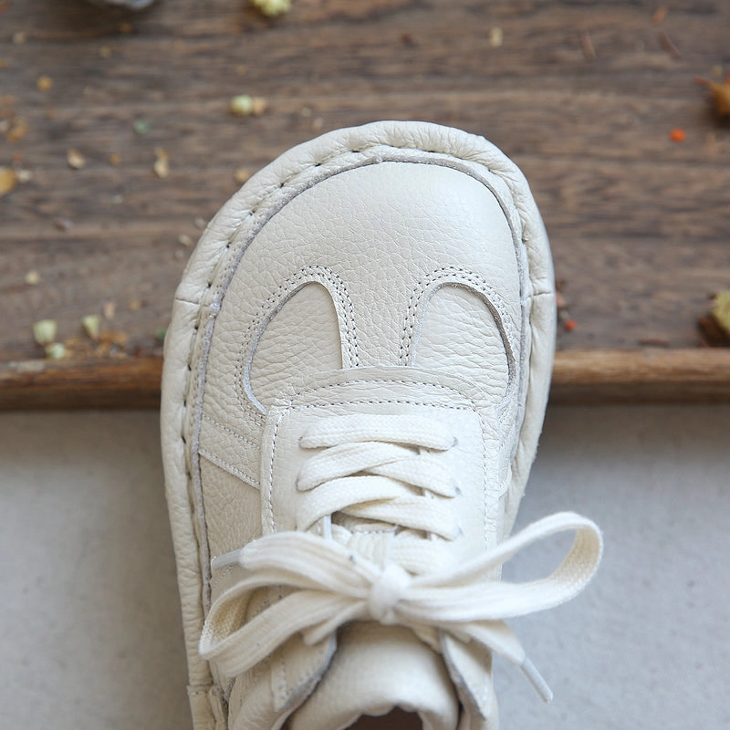 Slip On Walking Shoes Lightweight Casual Running Sneakers Women Retro Patchwork Leather Thick Sole Casual Shoes