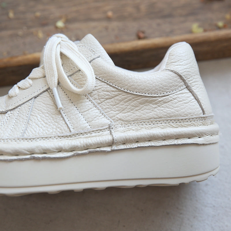 Women Retro Patchwork Leather Thick Sole Casual Shoes Mens Casual Slip On Shoes