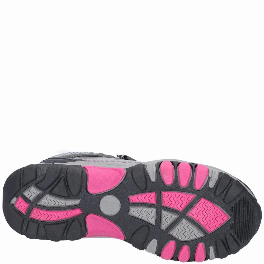 Senior Ducklington Hiking Waterproof Boots Grey/Pink For Flat Feet