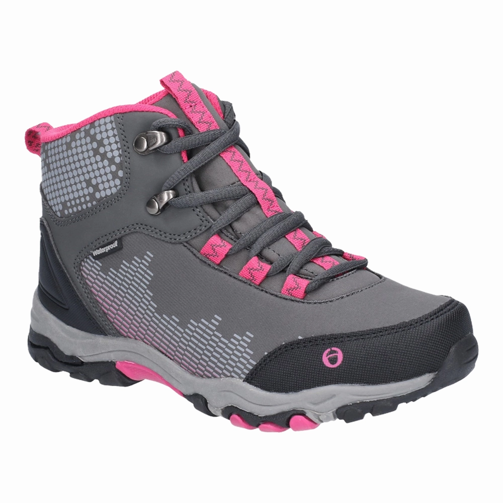 Best Walking And Running Senior Ducklington Hiking Waterproof Boots Grey/Pink