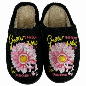 Carnival Slides SF-1120 Grow Through Flower Slippers Black
