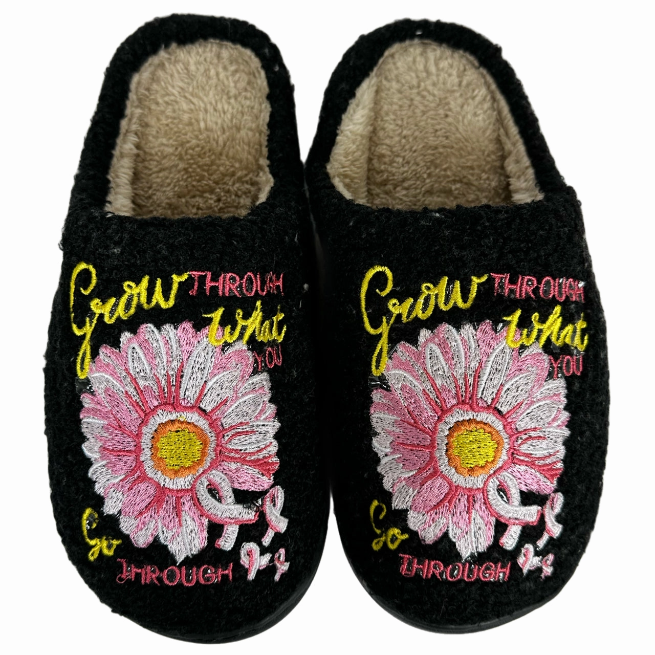 Slippers Photos SF-1120 Grow Through Flower Slippers Black