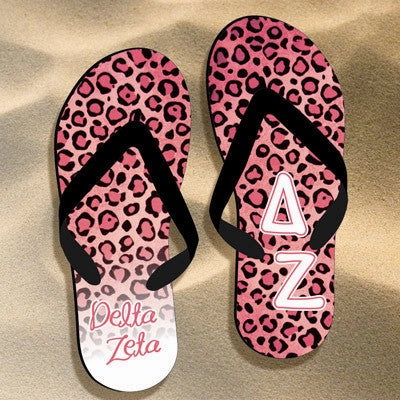 90s Wedge Flip Flops Delta Zeta Cheetah Print Flip Flops - SBL100 - SUB
