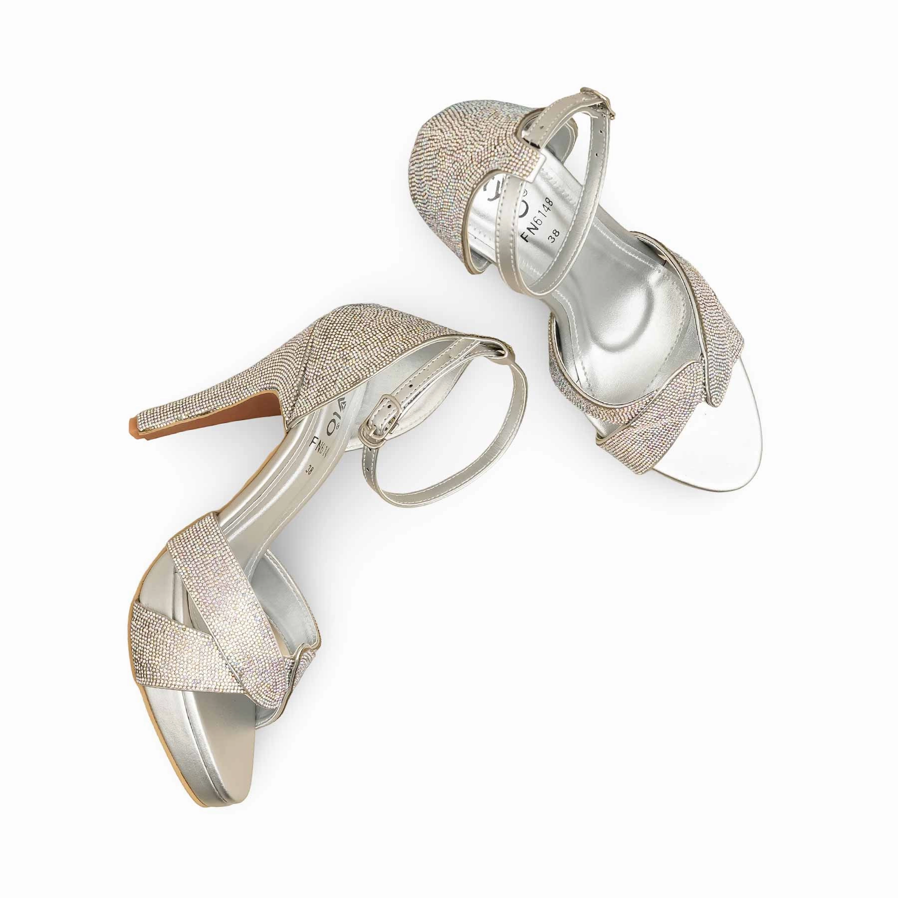 Tortoise Sandals Silver Fancy Bridal Sandal FN6148