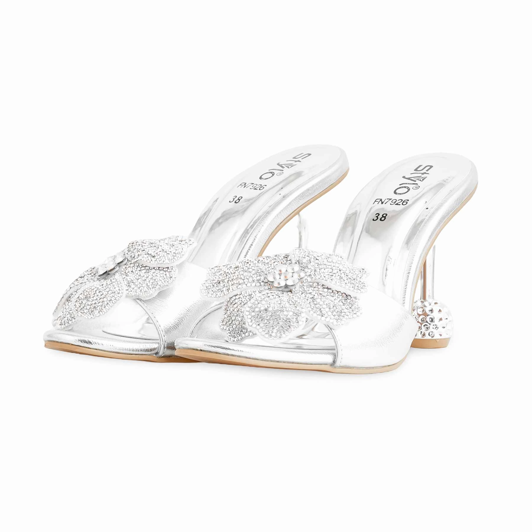 Silver Fancy Bridal Slipper FN7926 Slip On Ballet Slippers