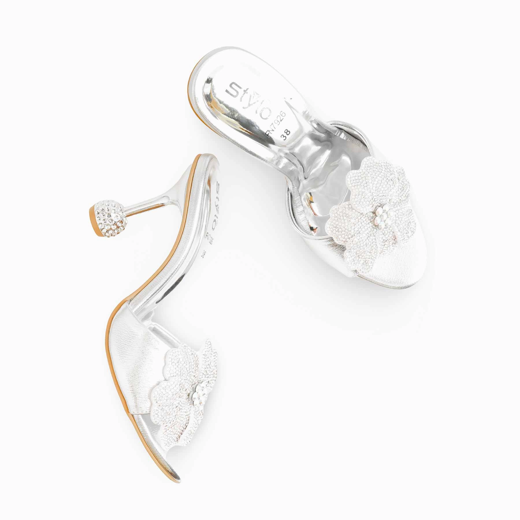 Silver Fancy Bridal Slipper FN7926 Zev Slides