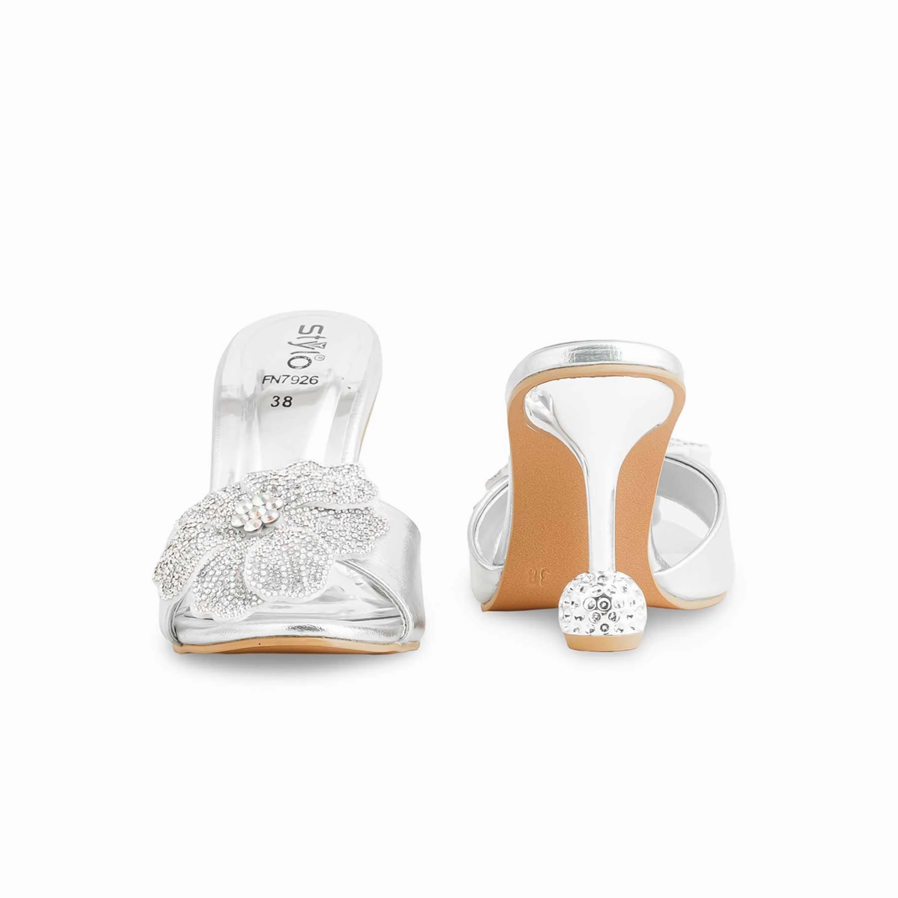 Oversized Slippers Silver Fancy Bridal Slipper FN7926