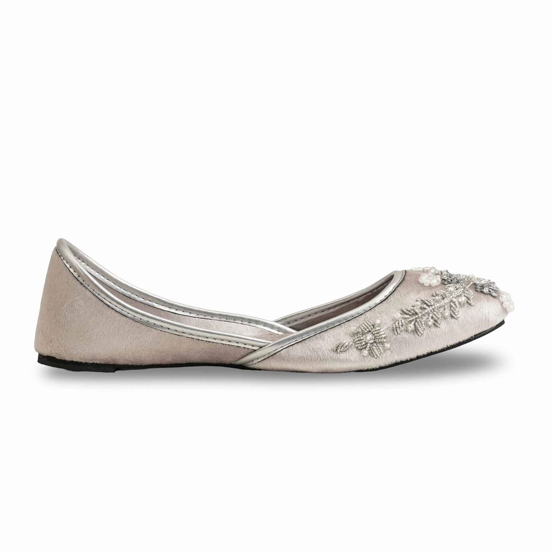 Flat Wedding Dress Shoes Silver Women Fancy Khusa EC8547