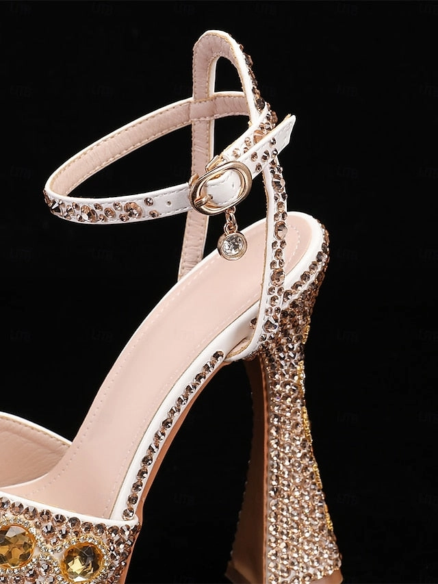 Women's Crystal-Embellished Sandals Glamorous Platform with Outdoor Sandals