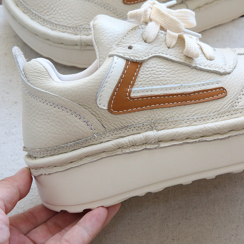 Best Casual Walking Shoes For Travel Women Casual Color Matching Patchwork Leather Shoes