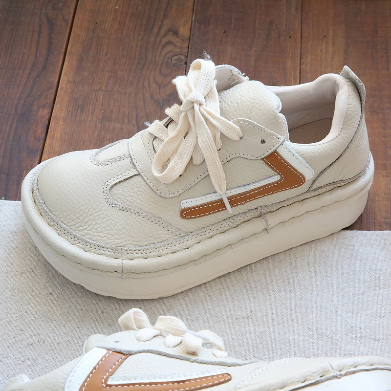 Women Casual Color Matching Patchwork Leather Shoes Fendi Casual Shoes