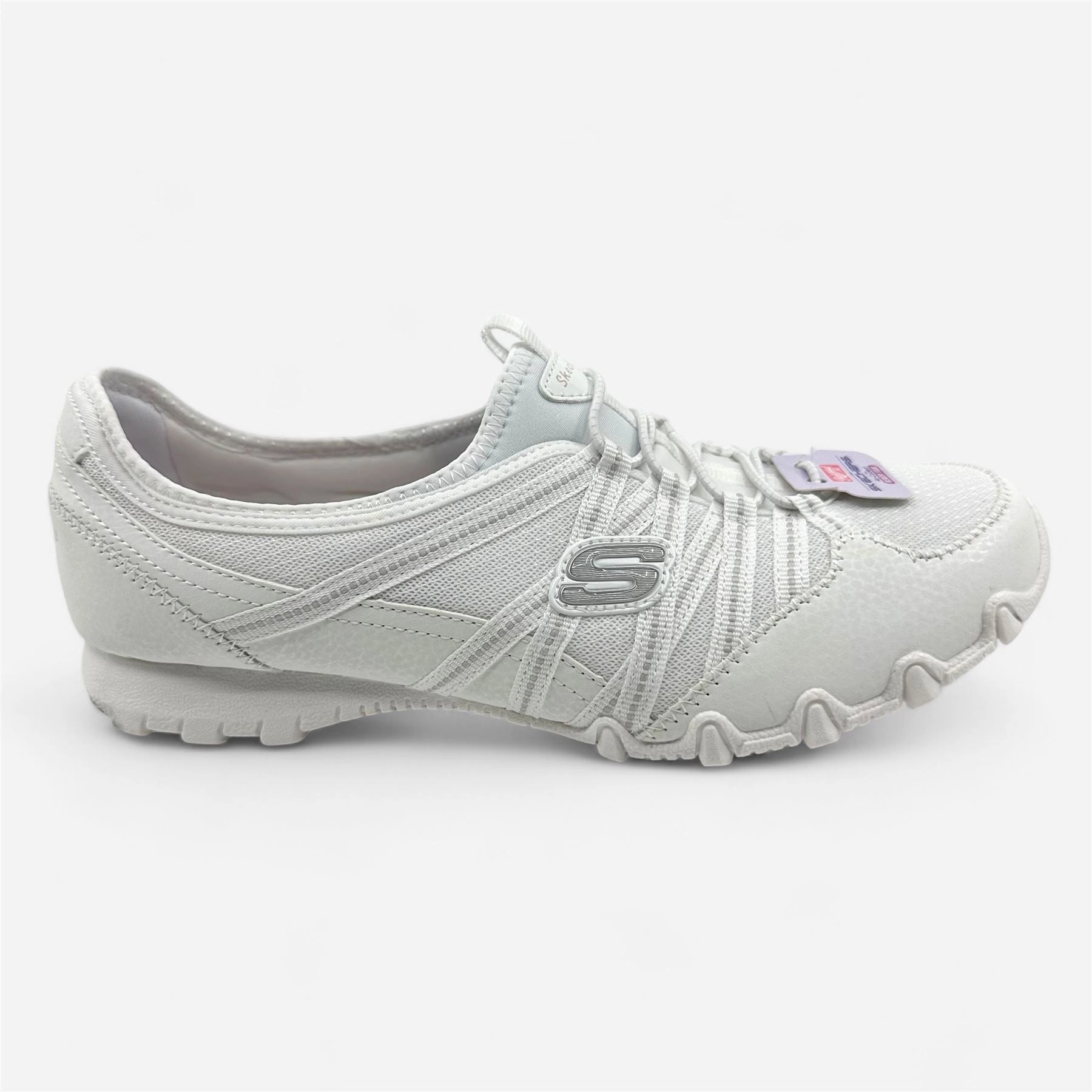 In House Skechers Bikers Lite Relive White Womens Athletic Relaxed Fit Sneaker