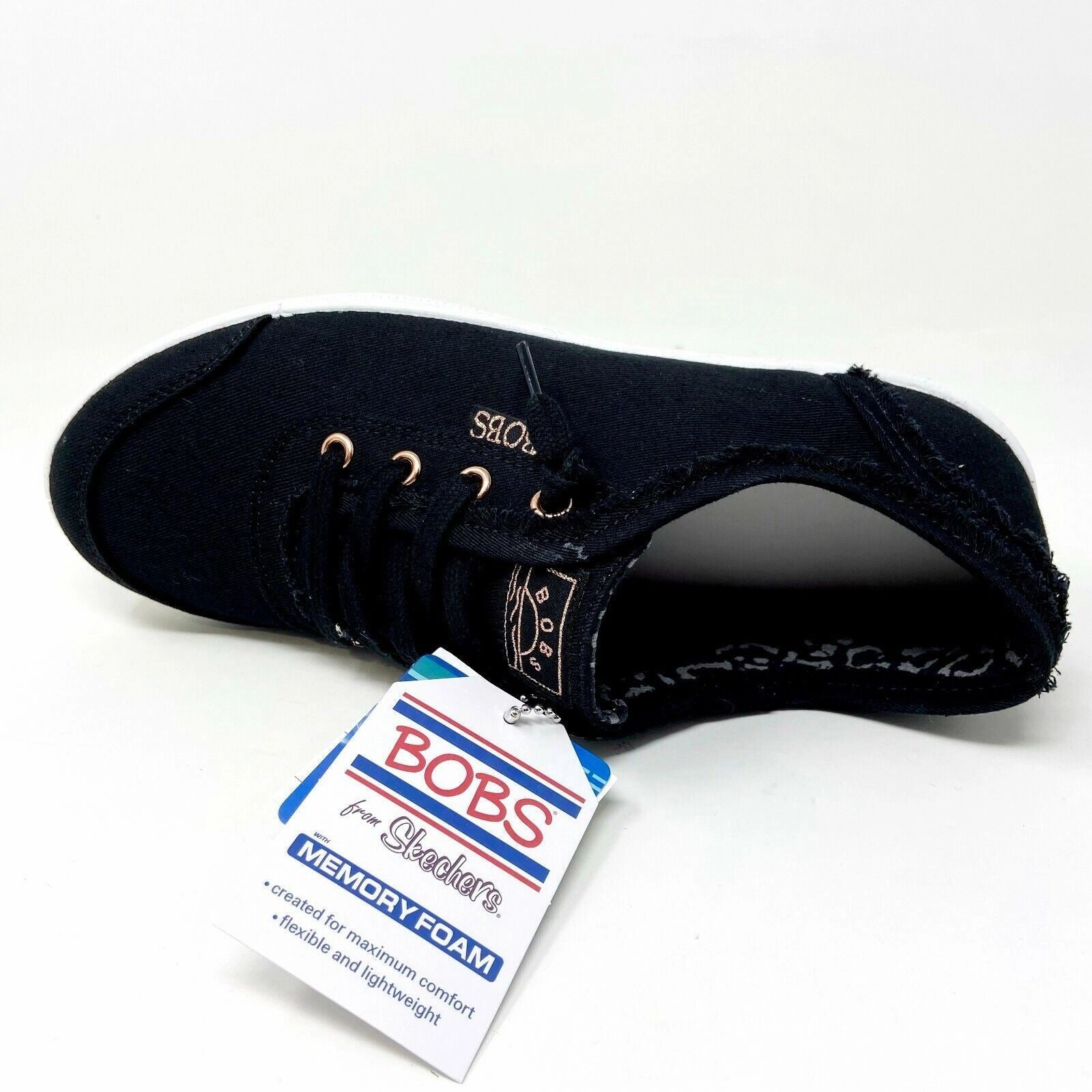 Skechers Bobs B Cute Black White Womens Slip On Memory Foam Comfort Shoes Best Toddler Walking Shoes