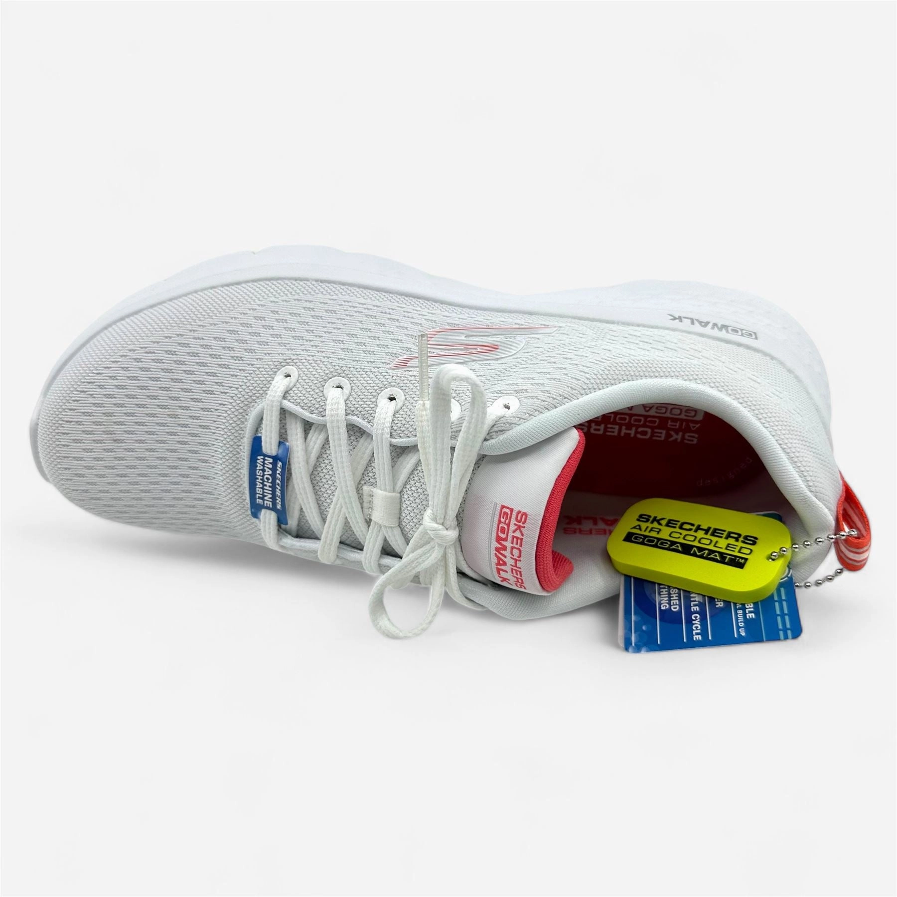 Walking Tennis Shoes For Plantar Fasciitis Skechers Go Walk Flex Cali White Hot Coral Womens Size 9.5 Athletic Sneaker