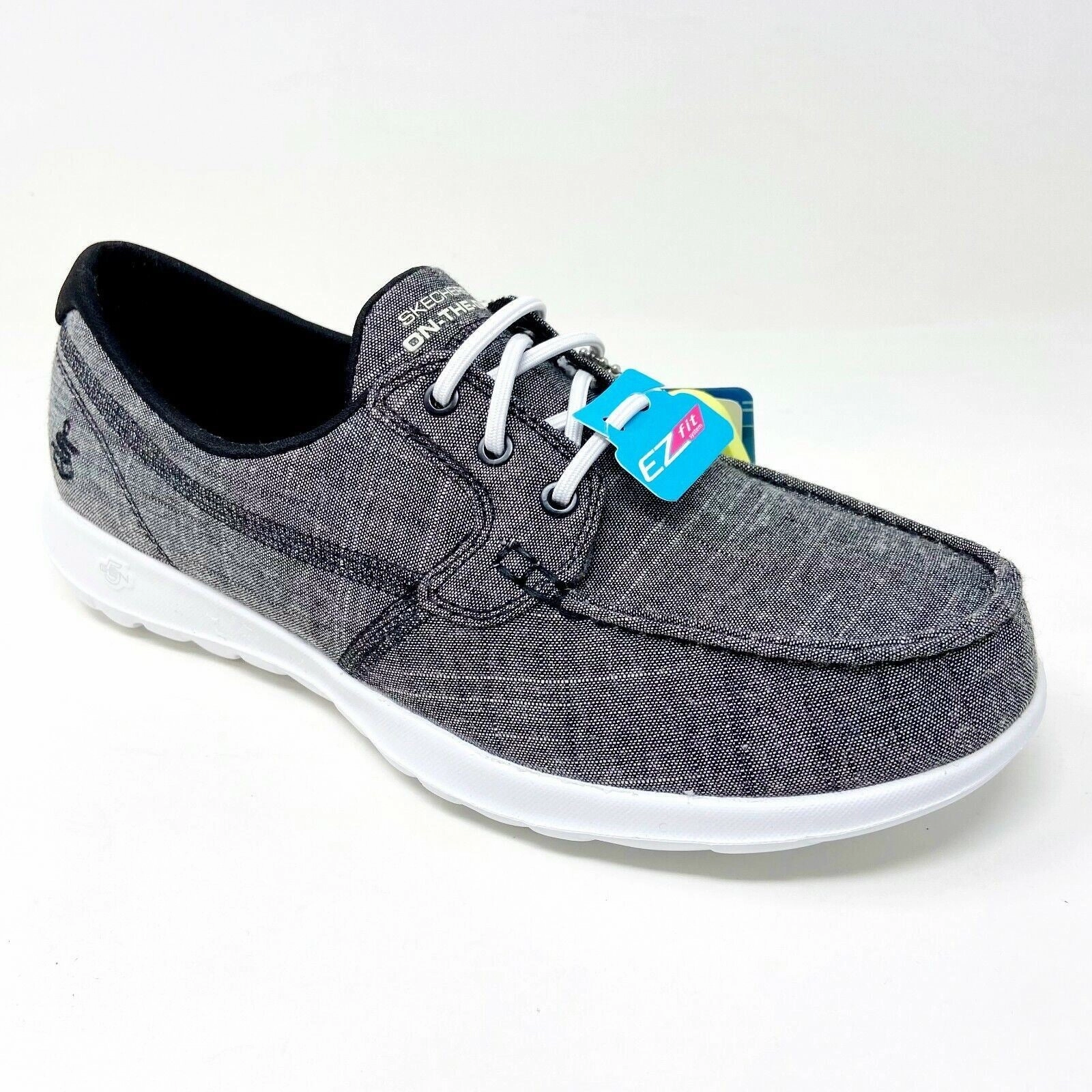 Skechers Go Walk Lite ISLA Black White Womens Size 7.5 Casual Boat Shoes Affordable Walking