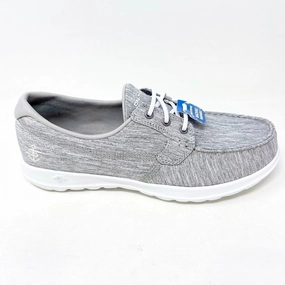 Wide Toe Box Walking Shoes Skechers Go Walk Lite Isla Gray Womens Boat  Casual Shoes