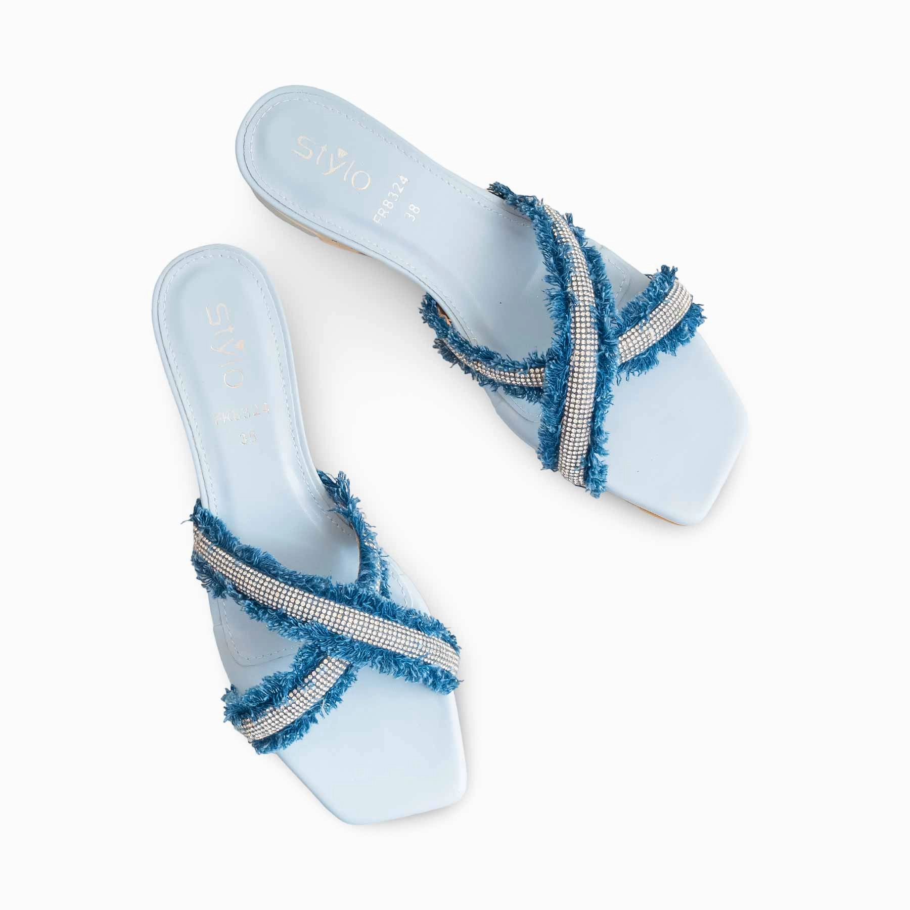 Sky Blue Formal Slipper For Women FR8324 Cvs Slippers