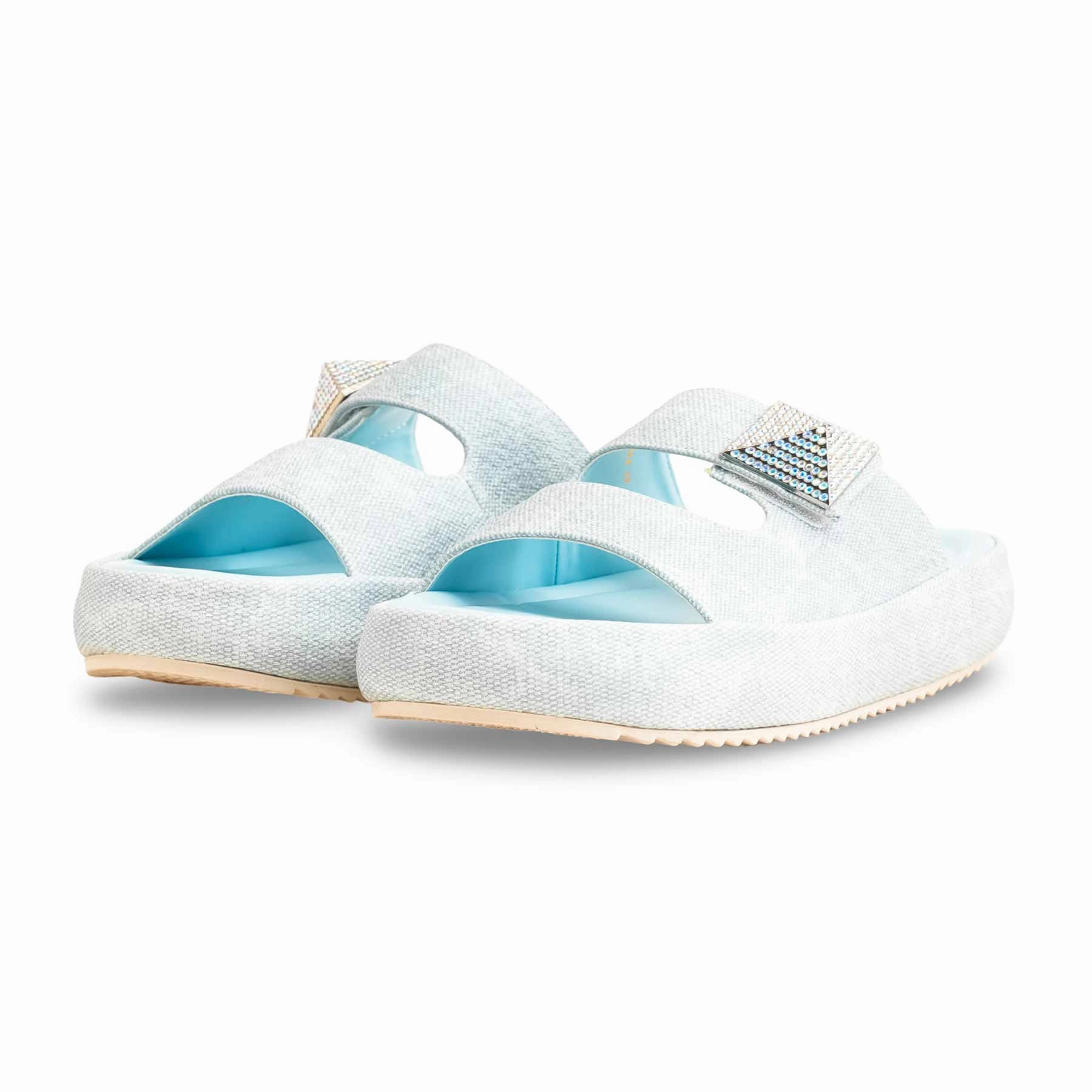 Sky Blue Formal Slipper For Women PU0444 Leopard Slides
