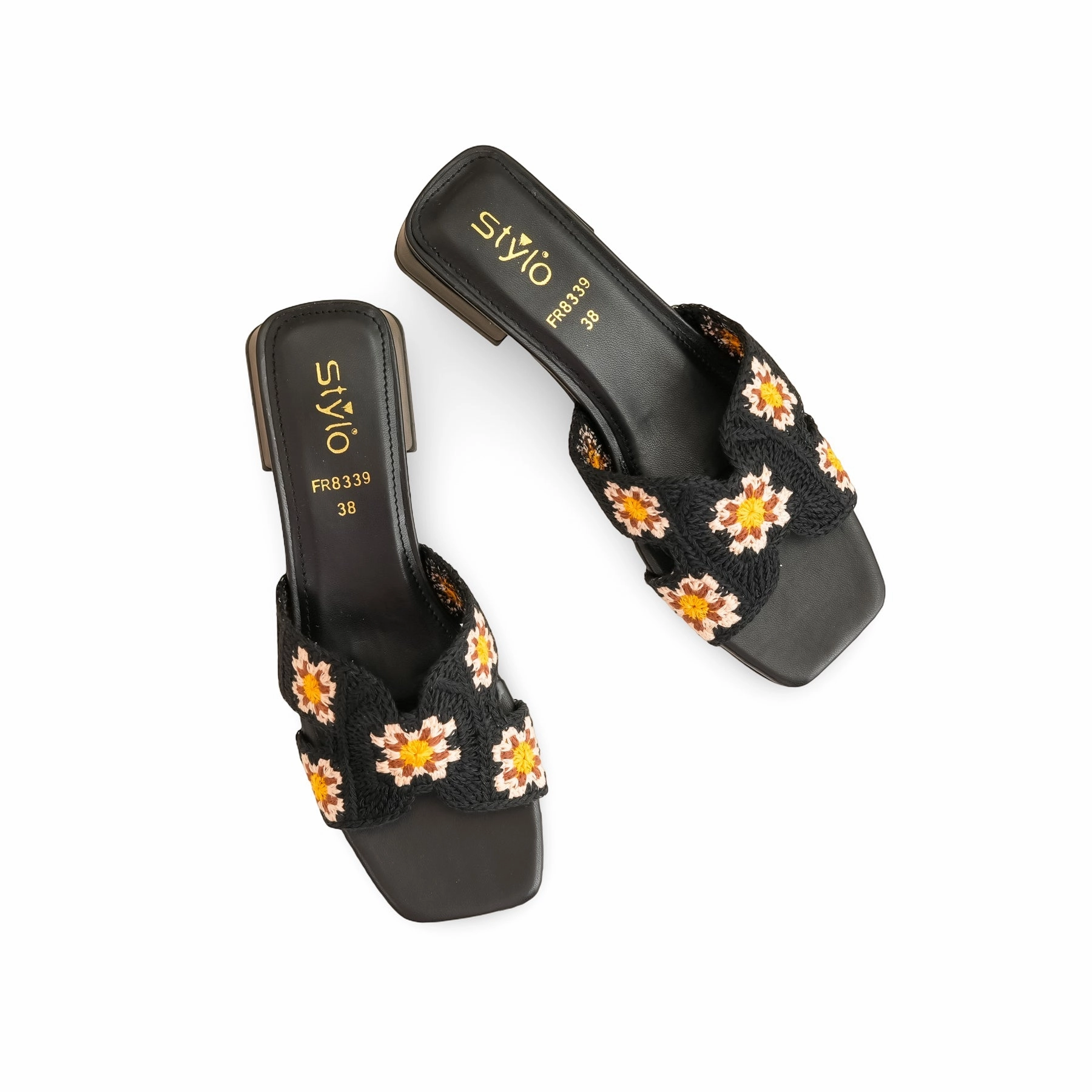 Black Formal Slipper FR8339 Braided Slides