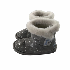 Slippers 12 Junior Grey Frozen Ankle High Fluffy Inside Knit Slippers Easy