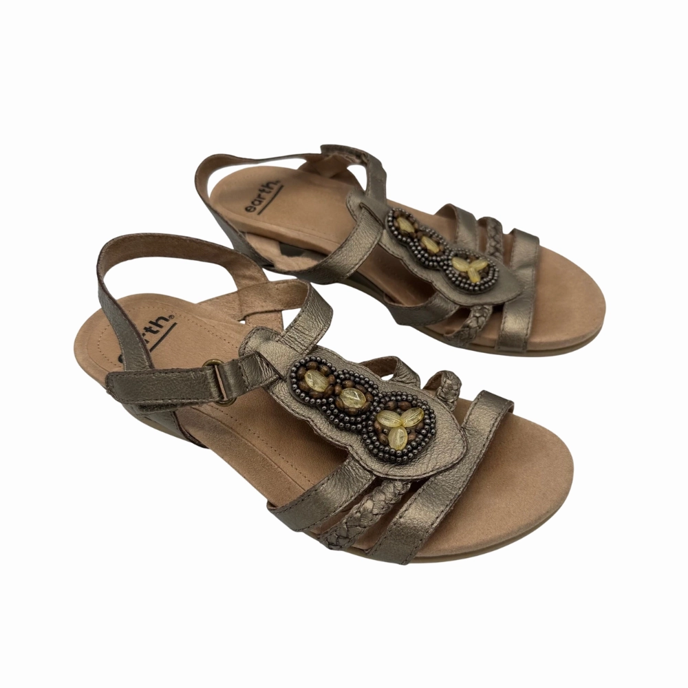 Earth Pisa Falmouth Women's Sandals  Platinum Beaded Leather Sandals And Espadrilles