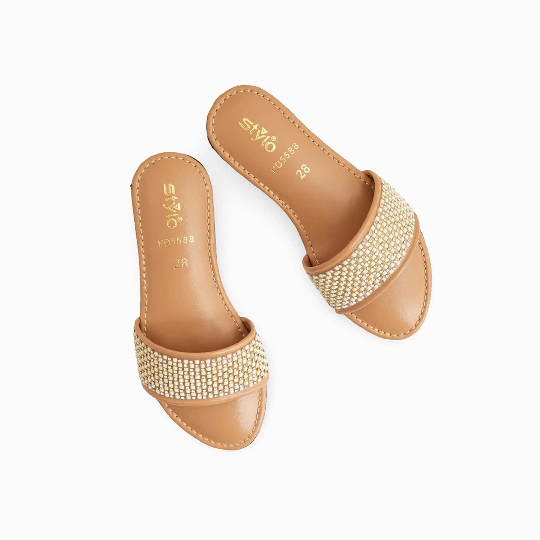 Slippers With Grips Girls Golden Formal Slipper KD5588