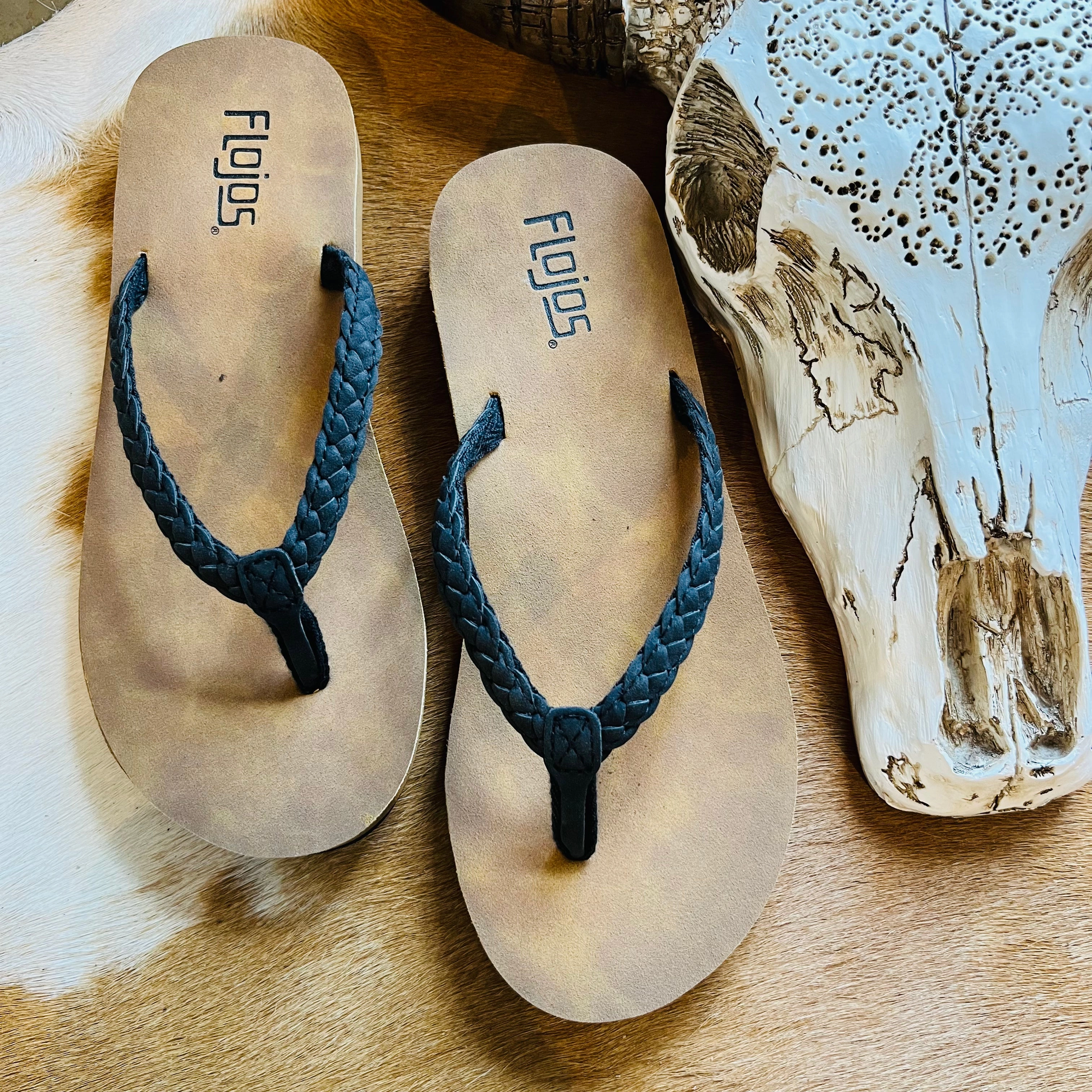 171 SKY ~ BLK/TAN FLOJOS Buy Bulk Flip Flops