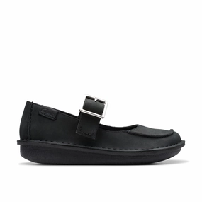 Derby Shoes Casual CLARKS | CASUAL SHOES | WOMEN | FUNNY BAR BLACK OILY LEATHER | BLACK