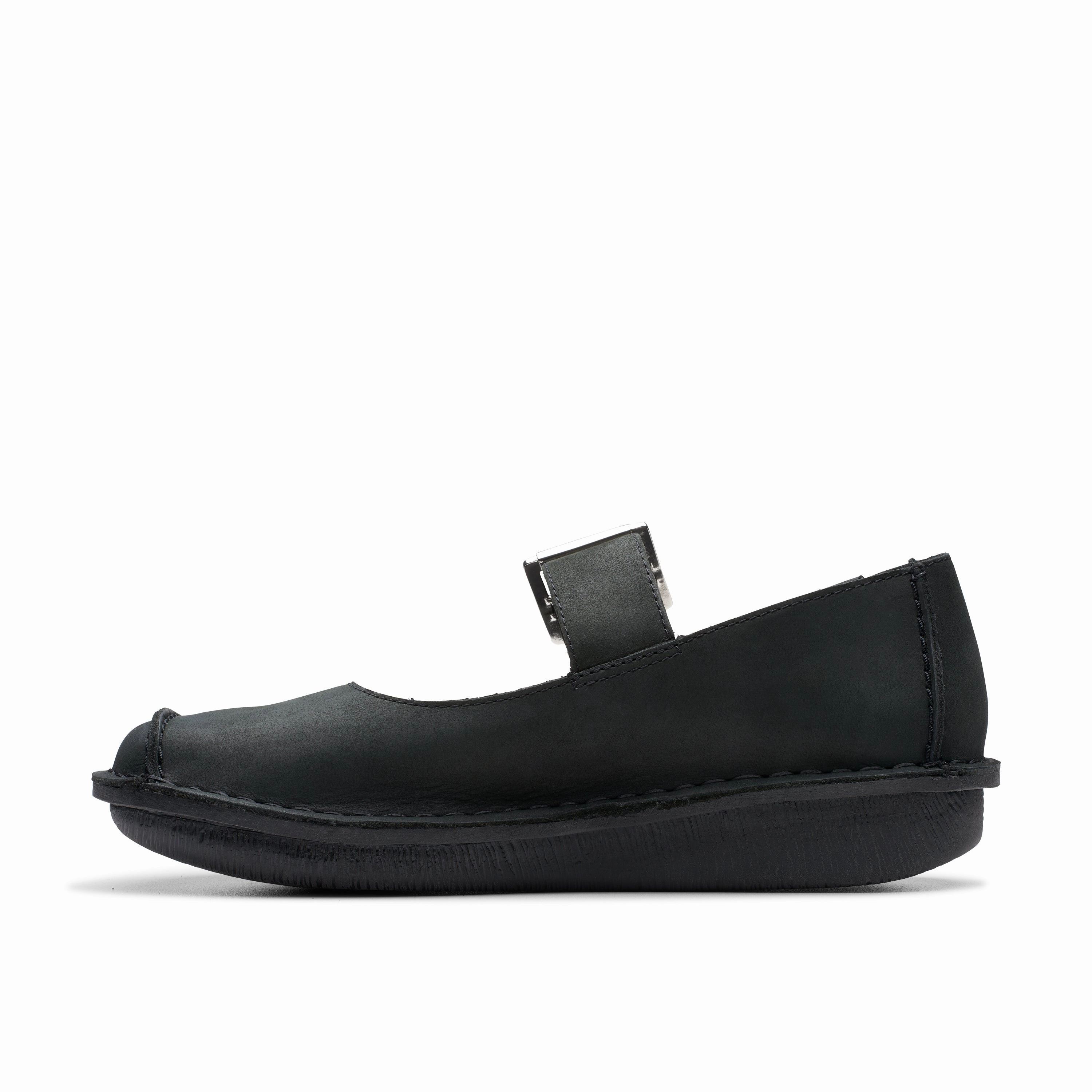 CLARKS | CASUAL SHOES | WOMEN | FUNNY BAR BLACK OILY LEATHER | BLACK Business Casual Snow Shoes