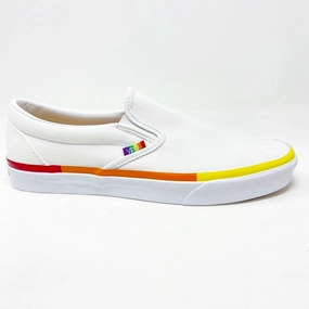 Vans Classic Slip On (Rainbow Foxing) True White LGBTQ Pride Mens Casual Shoes Shoes For Work Casual