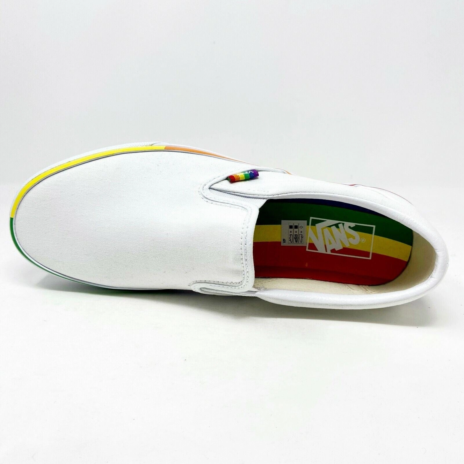 Latest Casual Shoes Vans Classic Slip On (Rainbow Foxing) True White LGBTQ Pride Mens Casual Shoes