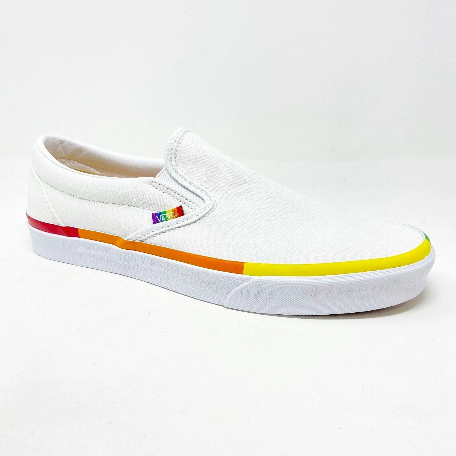 Gel 1130 Casual Shoes Vans Classic Slip On (Rainbow Foxing) True White LGBTQ Pride Mens Casual Shoes