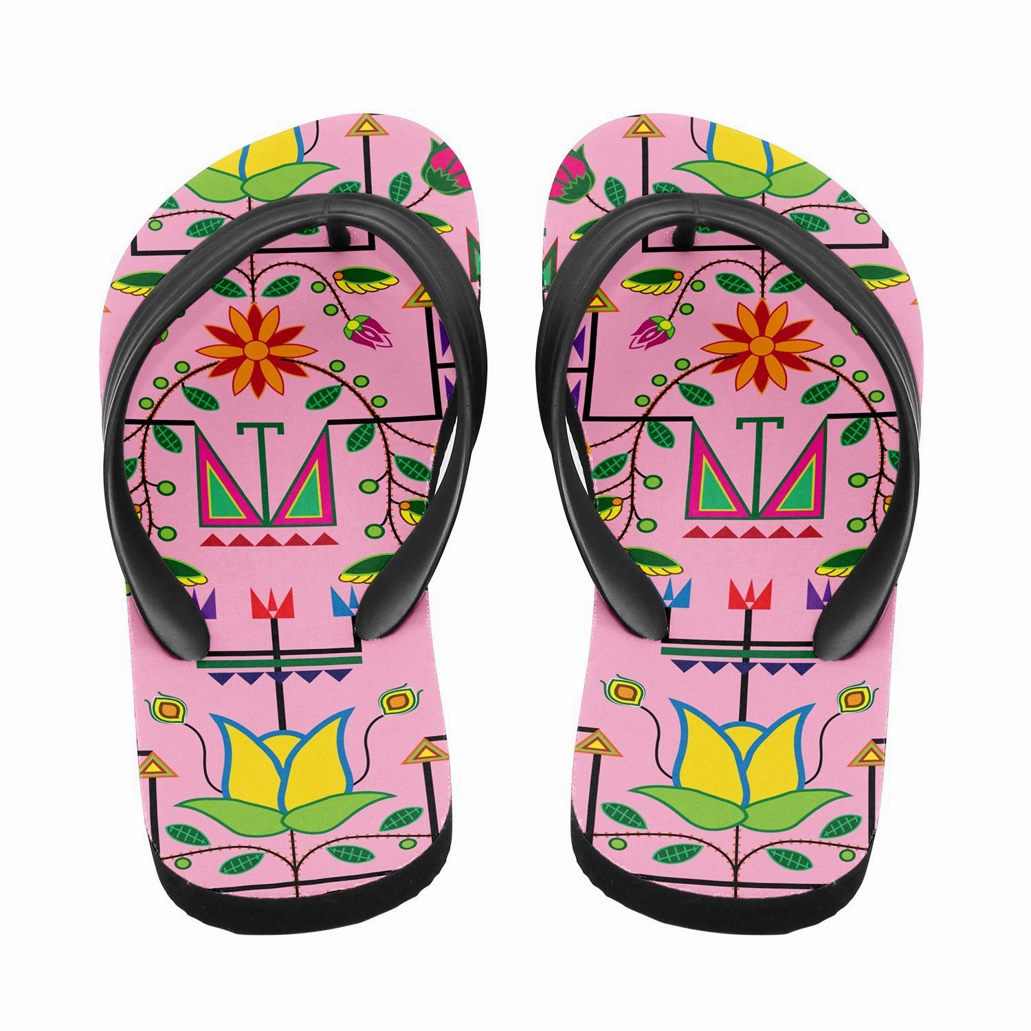 Row City Flip Flops Geometric Floral Summer Sunset Flip Flops