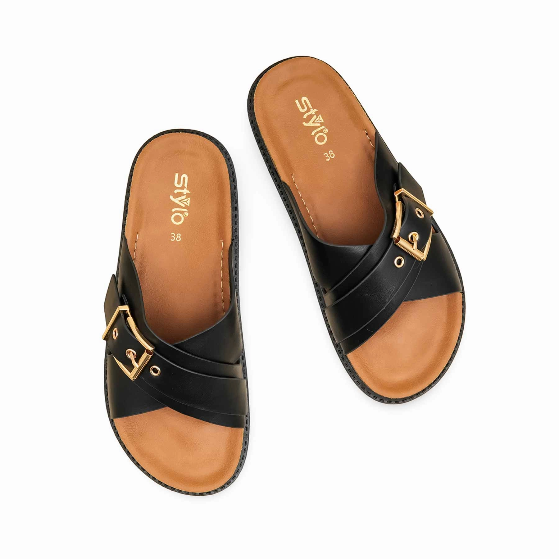 Fake Slippers Vs Real Black Formal Slipper For Women PU0391