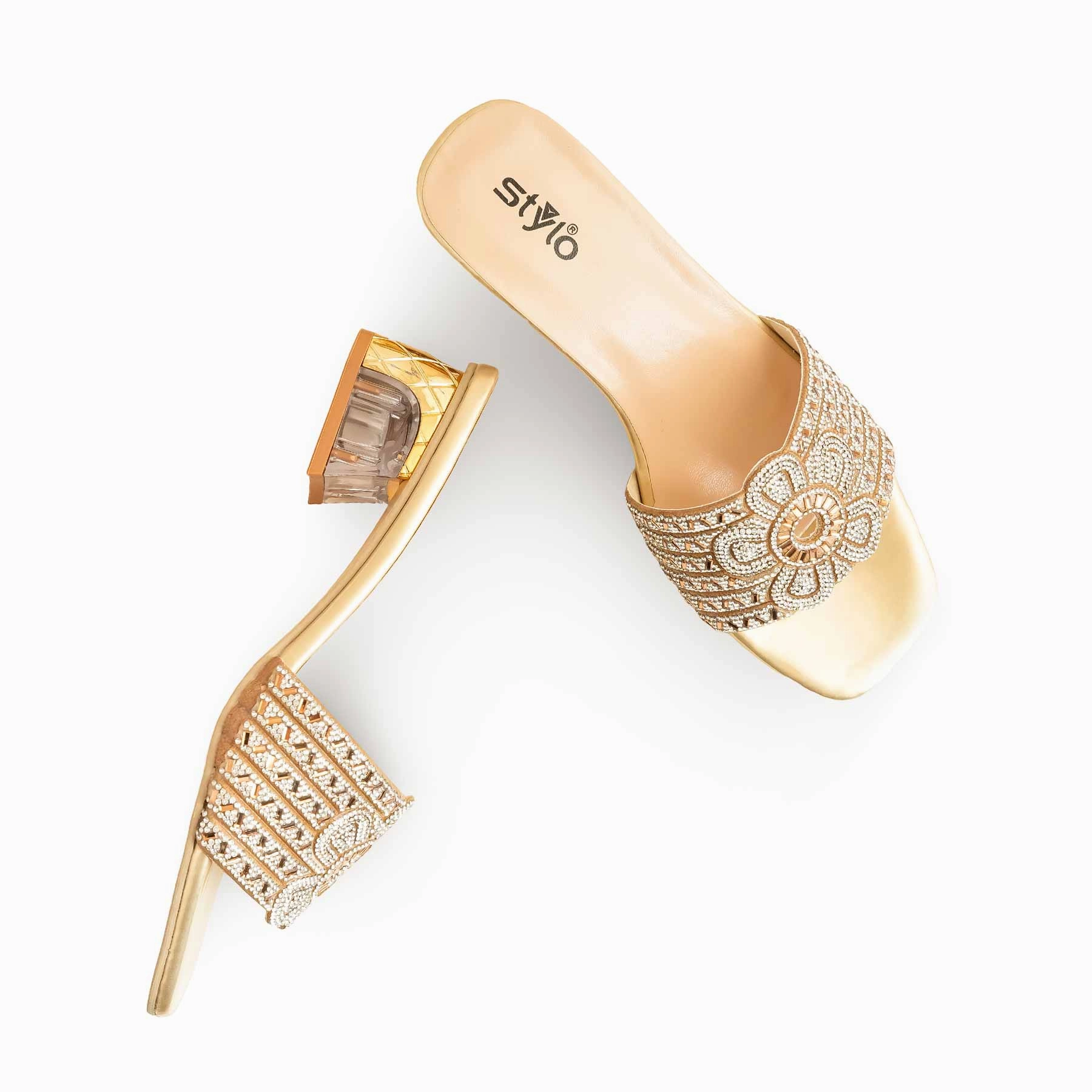 Vintage Slippers Golden Fancy Slipper For Women FN7949