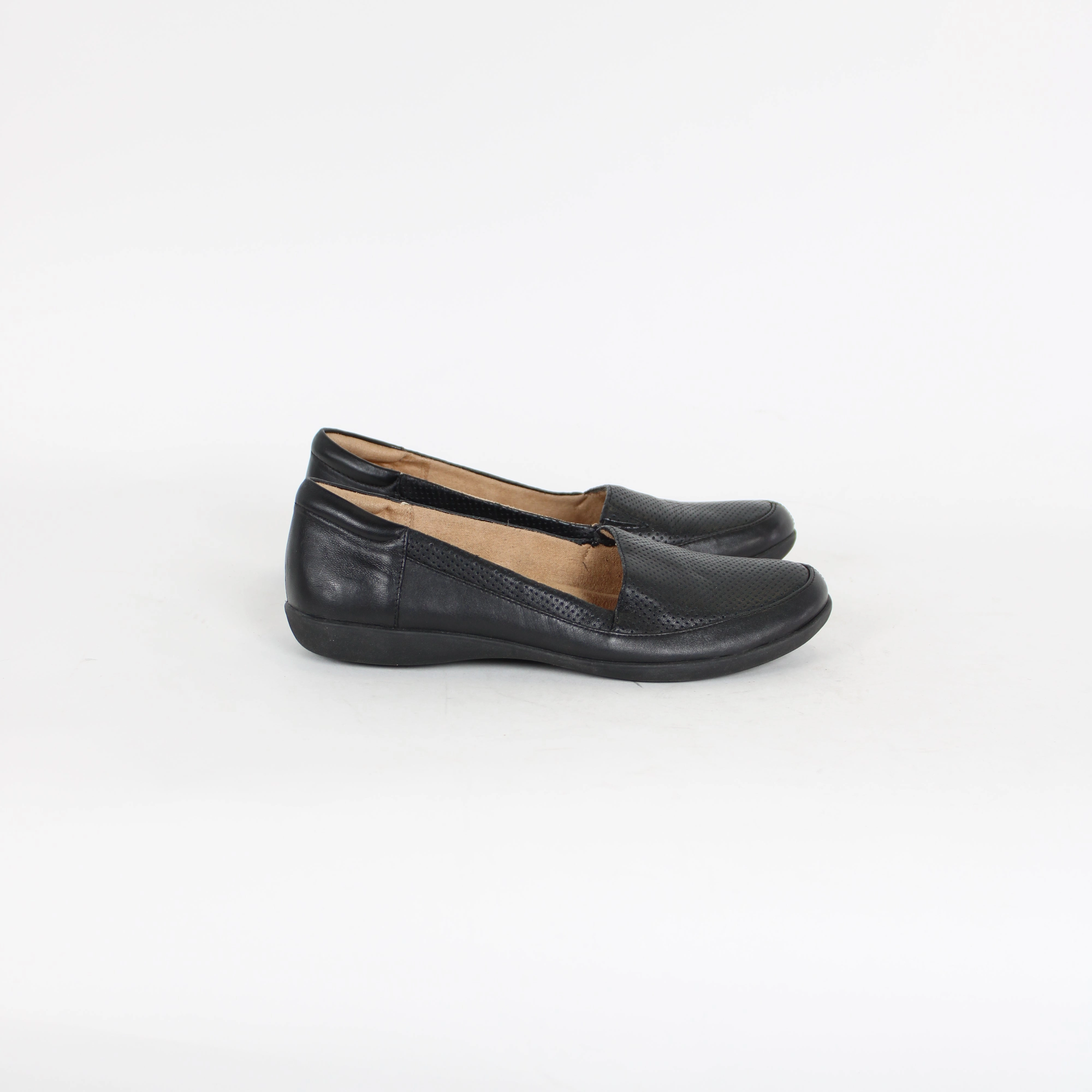 Naturalizer Black Leather Slip Ons Gold Slip On Shoes