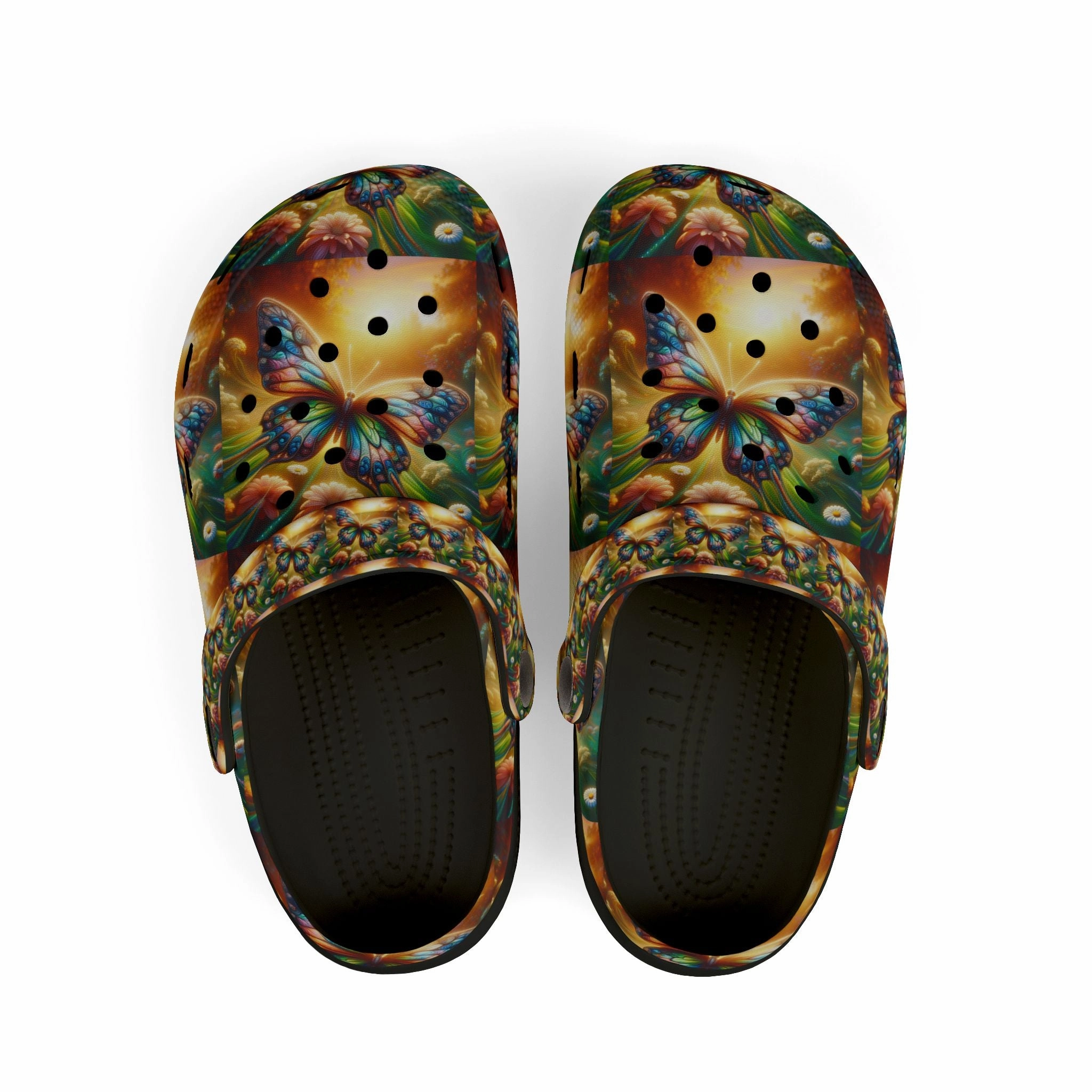 Colorful Butterfly Clogs for Kids - Fun Summer Footwear, Garden Play Shoes, Gift for Children, Holiday Essentials, Everyday Comfort Slippers With Grass